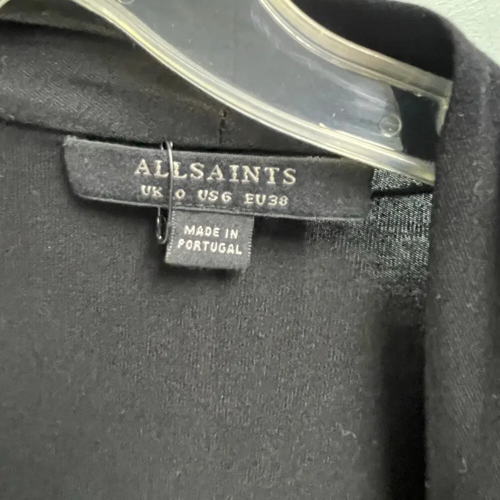 All Saints Black Wrap Dress Size 6 LBD - Picture 3 of 5